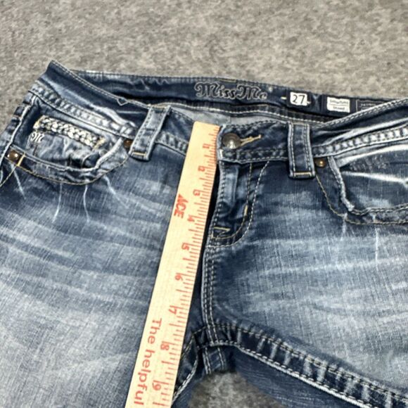 Miss Me Signature Skinny Cropped Jeans Women's Size 27 Blue Faded Jeans - Picture 4 of 10